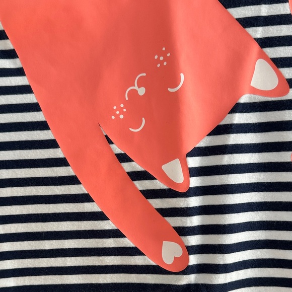 Lands' End Girl’s Navy and Coral Cat Graphic Tee - Picture 3 of 7